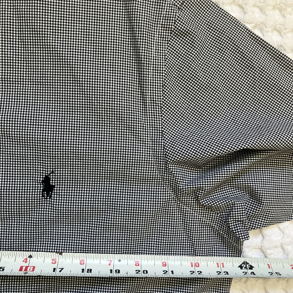 Ralph Lauren Shirt Men Large 100% Cotton Black White Check Long Sleeve Button Up - Picture 5 of 7